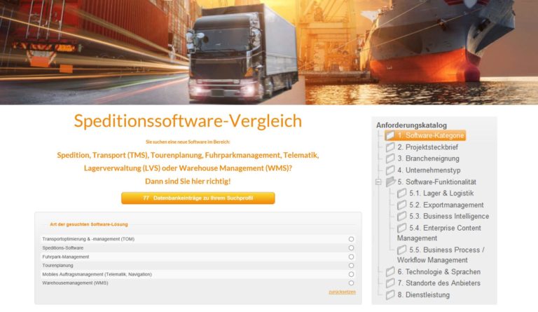42 neue Anbieter im Bereich WMS-LVS auf www.speditionssoftware-vergleich.de