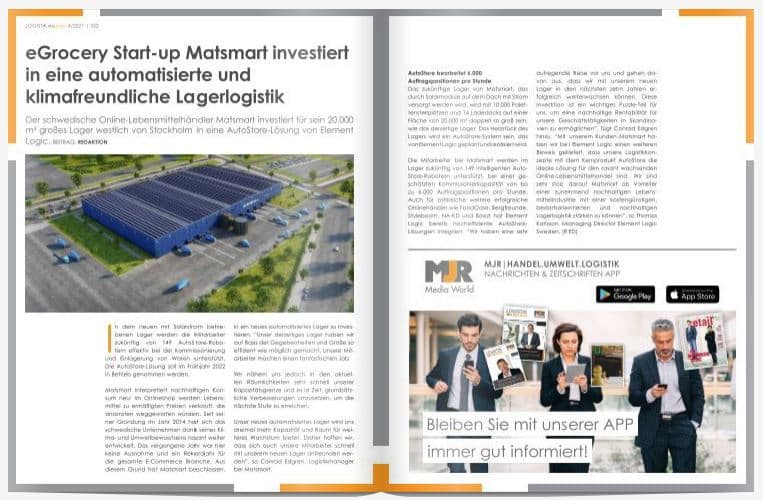 eGrocery Start-up Matsmart investiert in eine automatisierte und  klimafreundliche Lagerlogistik
