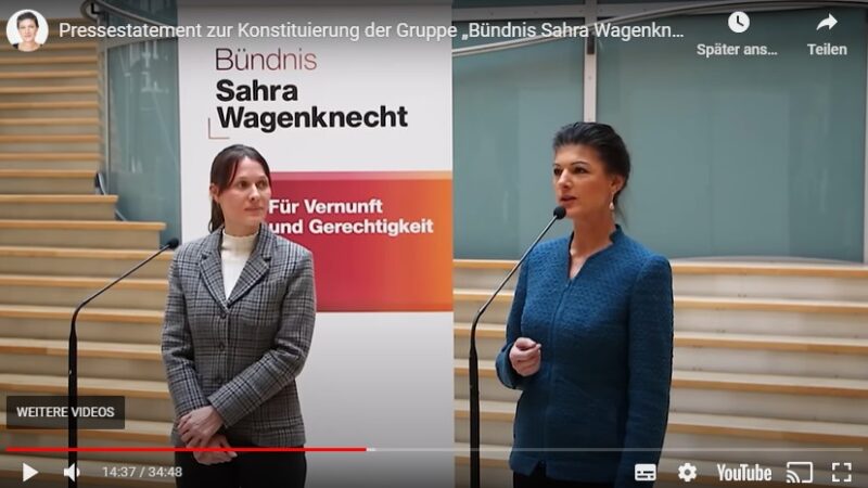 Pressestatement zur Konstituierung der Gruppe „Bündnis Sahra Wagenknecht“ im Bundestag